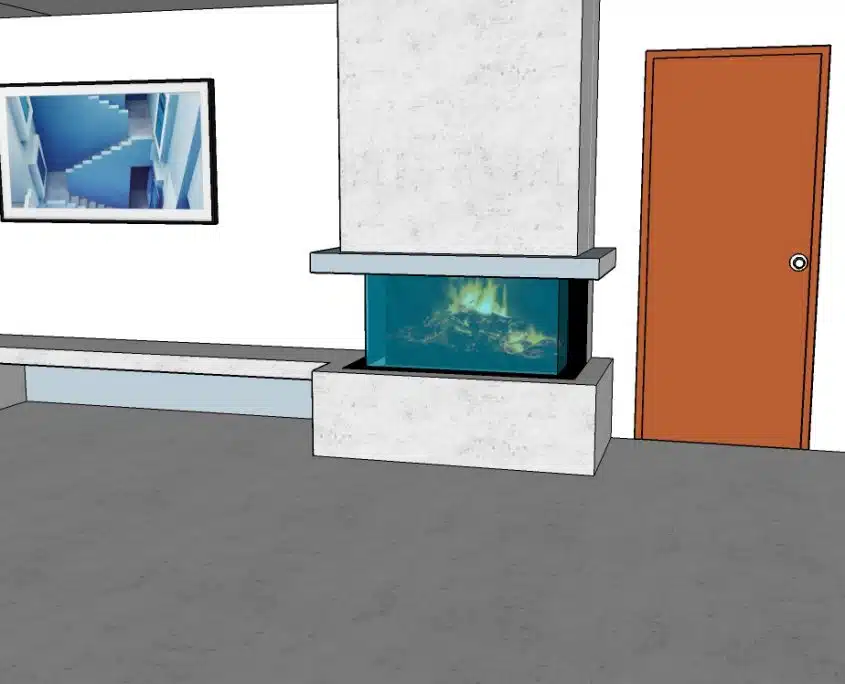 Cheminée à bois Brunner Panoramique Taninges Dessin 3D